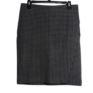 J. JILL Faux Wrap Ponte Knit Houndstooth Short Pencil Skirt Size Small